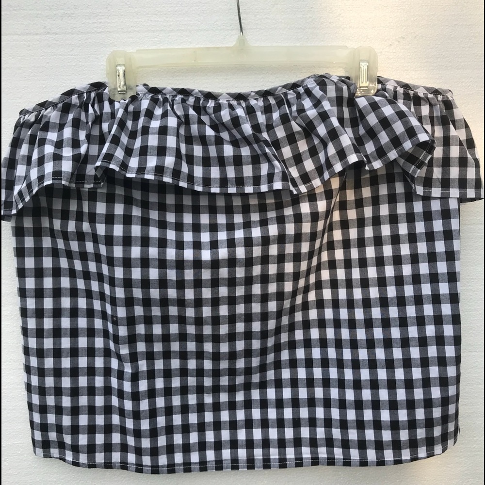 A New Day gingham off shoulder ruffle top